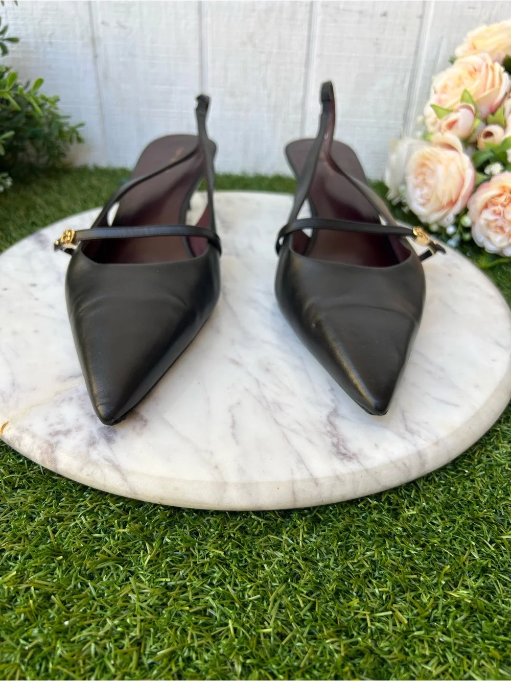 TORY BURCH DOUBLE T BUCKLE MARY JANE SLINGBACK $325 size 10  Perfect Black